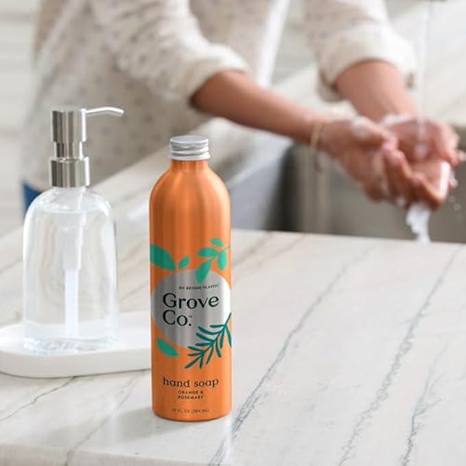 Grove Co. HYDRATING GEL HAND SOAP REFILLS (3 X 13 FL OZ) PLASTIC-FREE LIQUID HANDS CLEANER REFILL SET, LEAVES HANDS SOFT AND CLEAN, 100% NATURAL ORANGE & ROSEMARY FRAGRANCE - Image 3